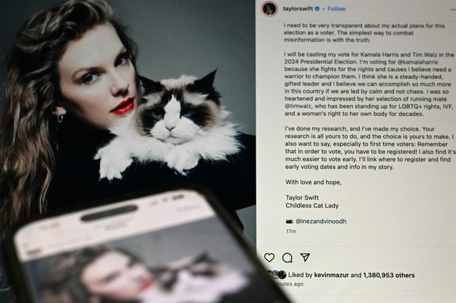 Objava Taylor Swift na instagramu. FOTO: AFP