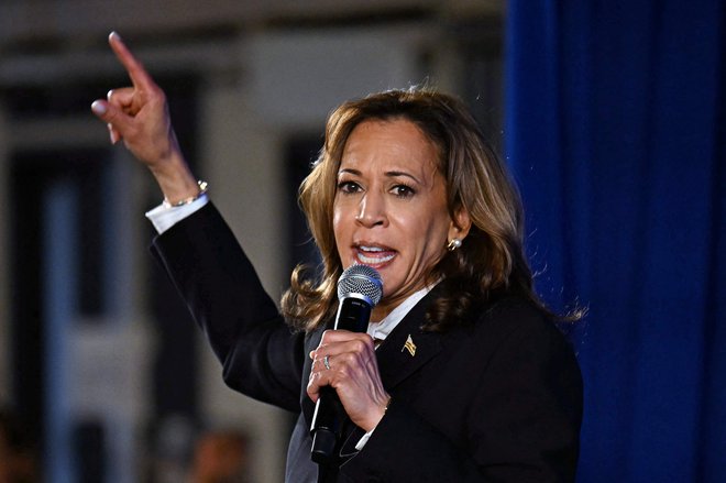 Demokratska podpredsednica Kamala Harris med televizijskim soočenjem z izzivalcem Donaldom Trumpom. FOTO: Jim Watson/AFP