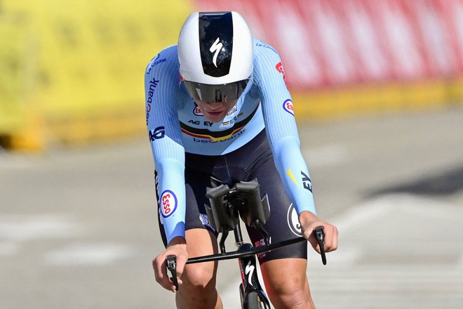 Belgijka Lotte Kopecky je bila najhitrejša v vožnji na čas. FOTO: Dirk Waem/AFP