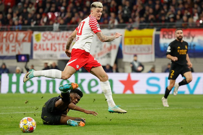 Benjamin Šeško je lani že dosegel kasneje razveljavljen gol proti madridskemu Realu, letos se bo med drugim dokazoval proti Liverpoolu in Interju. Foto Odd Andersen/AFP