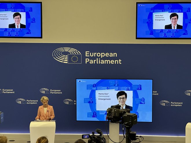 Marta Kos bo v evropski komisiji Ursule von der Leyen vodila resor širitve. FOTO: Uroš Esih