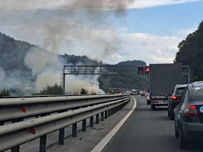 Nesreča na štajerski avtocesti. FOTO: Delo