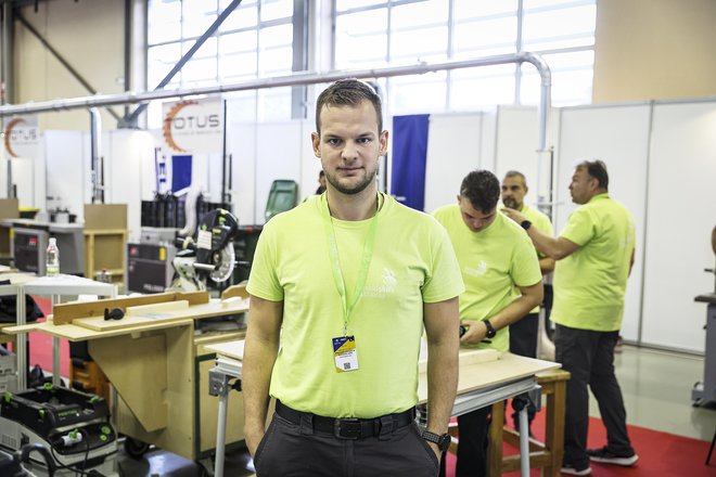 Nejc Zupančič, vodja tekmovanja v stavbnem pohištvu, Šolski center Novo mesto FOTO: Jože Suhadolnik