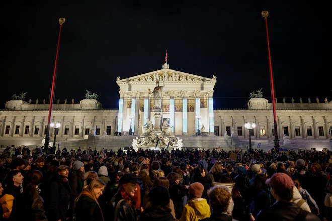 Pohod protestnikov se je končal pred parlamentom. FOTO: Lisa Leutner/Reuters