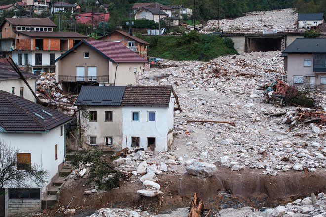 Uničenje v Dolnji Jablanici. FOTO: Marko Djurica/Reuters