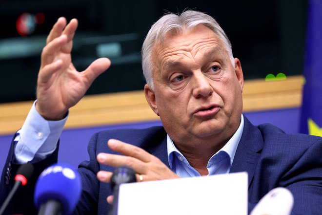 Viktor Orbán je danes v Strasbourgu na dolgo in široko skoraj dve uri odgovarjal na novinarska vprašanja. FOTO: Frederick Florin/AFP