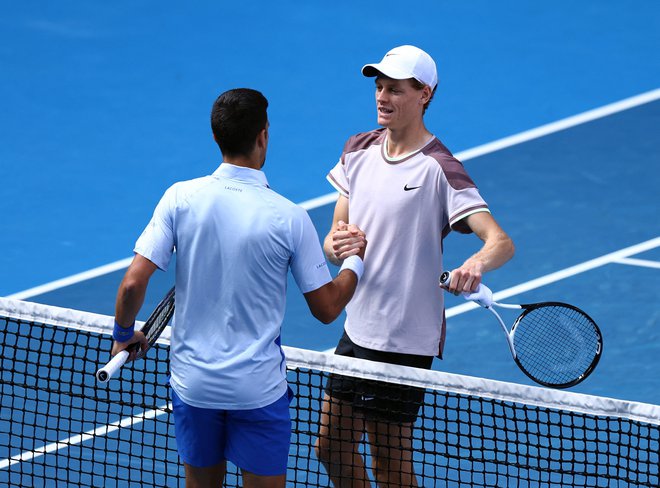 Jannik Sinner in Novak Đoković sta finalista Šanghaja. FOTO: Edgar Su/Reuters