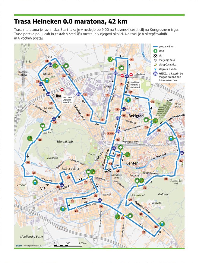 Trasi polmaratona in teka na 10 km.