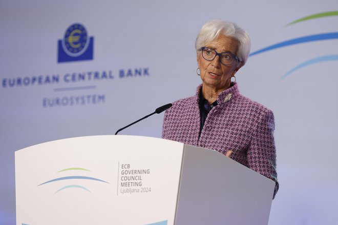 Evropska centralna banka je tokrat zasedala v Sloveniji. Njena predsednica Christine Lagarde je – precej pričakovano – sporočila, da so se guvernerji odločili za ponovno znižanje obrestne mere. FOTO: Leon Vidic/Delo