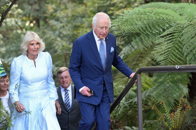 Kraljica Camilla in kralj Karel sta si med obiskom Canberre ogledala tudi botanični vrt. FOTO: Chris Jackson/Reuters