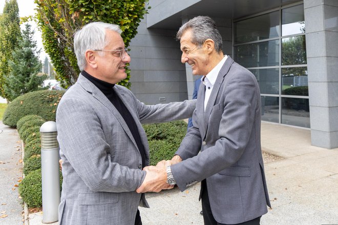 Minister Matjaž Han and Chairman of the Supervisory Board of Kolektor Stojan Petrič. PHOTO: Voranc Vogel/Delo