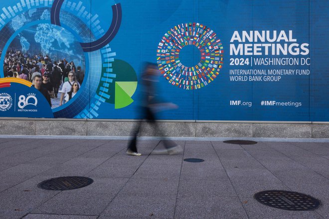 The annual meeting of the International Monetary Fund and the World Bank is taking place in Washington, both institutions are celebrating their 80th anniversary this year. PHOTO: Tierney Cross/AFP