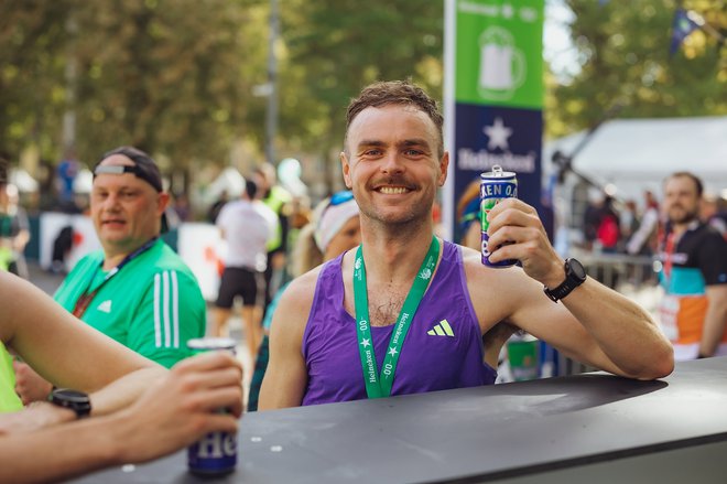 Na 28. Ljubljanskem maratonu so v odličnem vzdušju številni nazdravljali osebnim rekordom. FOTO: Marko Ocepek
 