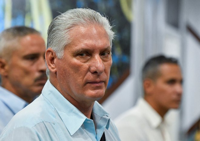 Miguel Díaz-Canel zaradi energetske krize in naravne katastrofe ni mogel odpotovati v Kazan. FOTO: Norlys Perez/Reuters