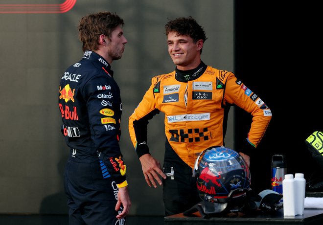 Lando Norris in Max Verstappen sta se prijateljsko pomenila. FOTO: Kaylee Greenlee Beal/Reuters