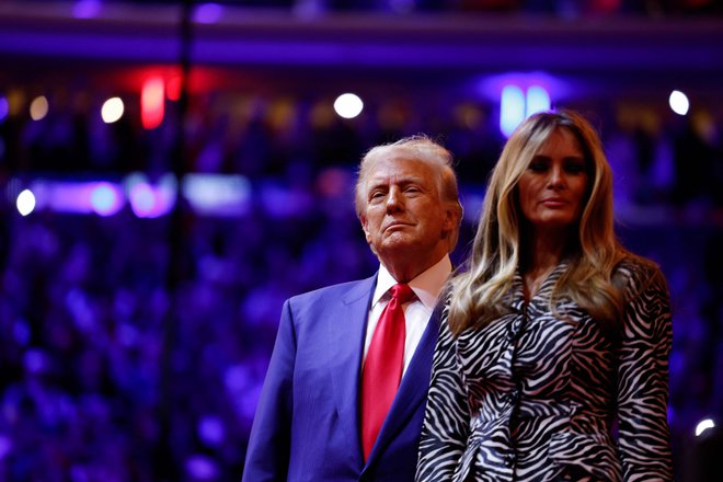 Na Trumpovem shodu je bila tudi Melania Trump. FOTO: Anna Moneymaker/Getty Images/AFP