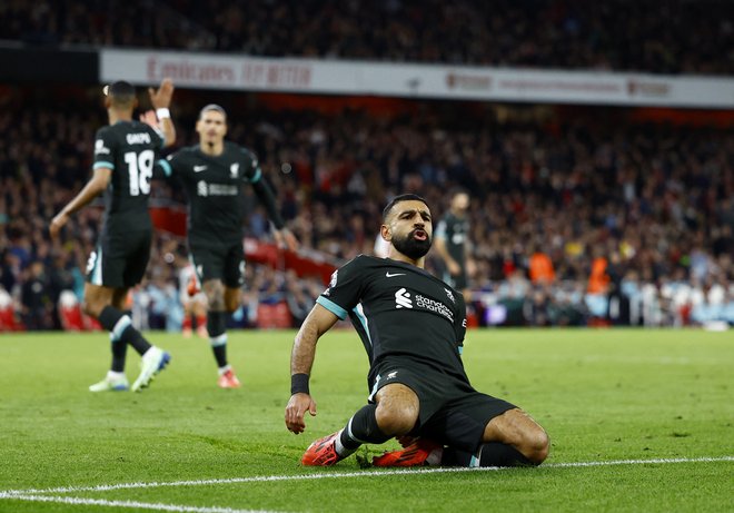 Mohamed Salah se je takole veselil gola. FOTO: Peter Cziborra/Reuters