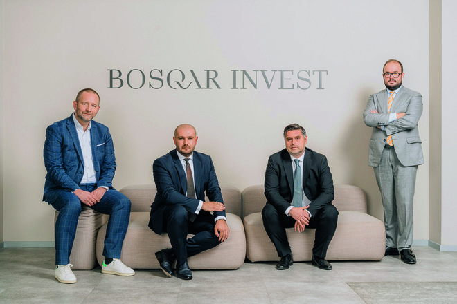 Darko Horvat, Tomislav Glavaš, Vanja Vlak in Luka Orešković vodijo Bosqar Invest, ki ga sestavlja 72 podjetij iz 19 držav in je imel lani 303 milijone evrov dohodka. FOTO: BOSQAR INVEST