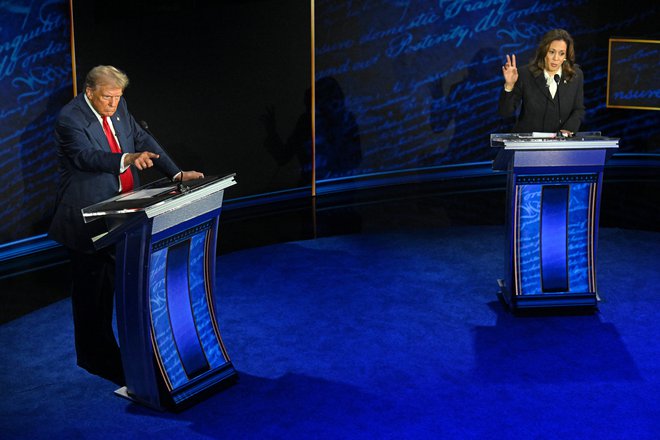 Demokratka Kamala Harris in republikanec Donald Trump sta se na televizijskem soočenju pomerila samo enkrat. FOTO: Saul Loeb/AFP