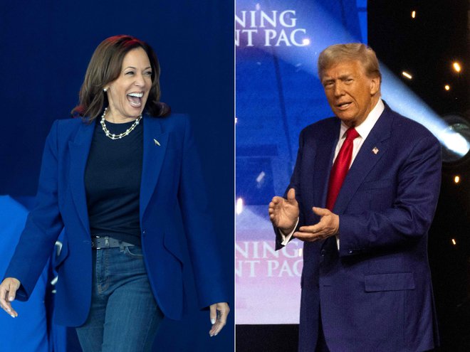 Predsedniška tekmeca  Kamala Harris in Donald Trump. Foto: Rebecca Noble Afp