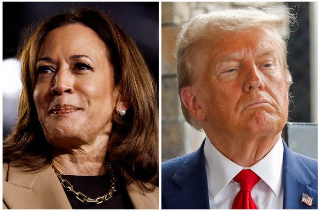 Kamala Harris in Donald Trump. Foto Evelyn Hockstein &amp; Octavio Jones/Reuters