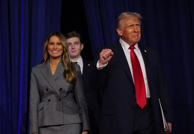 Donald Trump, Melania in njun sin Baron na Floridi FOTO: Brian Snyder/Reuters