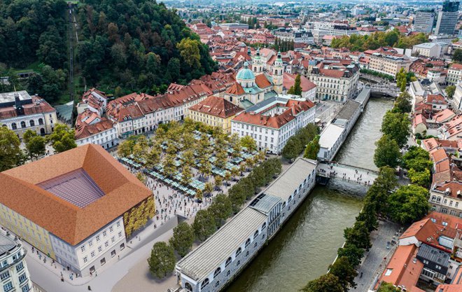 Prenova območja ljubljanske tržnice bo tržnico opremila s sodobno infrastrukturo. FOTO: Računalniški prikaz Elea iC, Scapelab IN