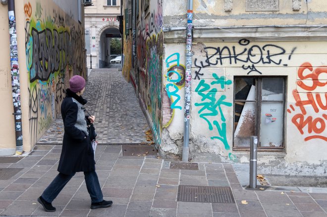 Pročelja številnih stavb v prestolnici so onesnažena z grafiti, odstranjevanje pa je za etažne lastnike lahko velik strošek. FOTO: Voranc Vogel/Delo