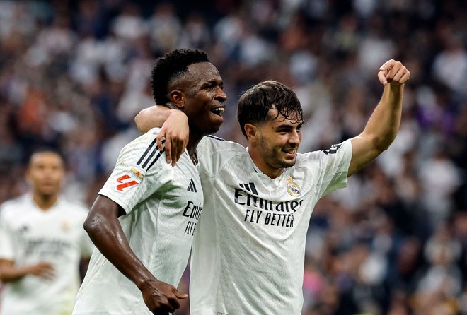 Vinicius Junior in Brahim Diaz bosta med udarnimi aduti Reala v naslednjih tekmah Madridčanov. FOTO: Oscar Del Pozo/AFP