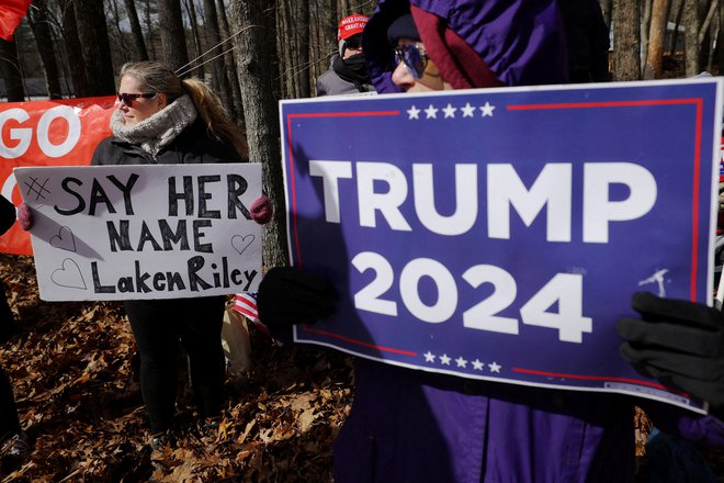 Podpora Trumpu in umorjeni Laken Riley v New Hampshiru. Foto: Brian Snyder/Reuters