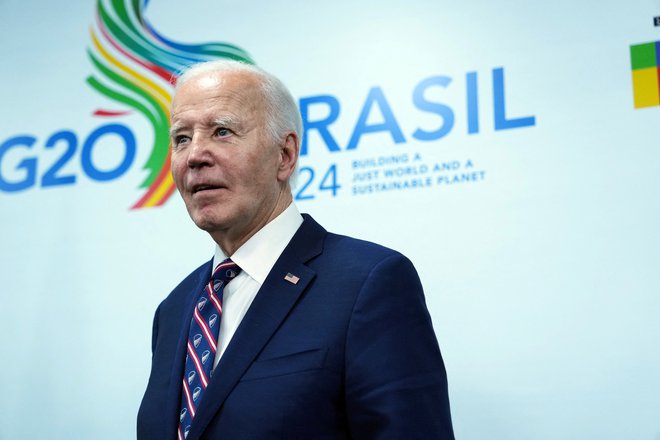 Biden se je v zadnjih dneh mudil na vrhu G20 v Braziliji. FOTO: Eric Lee/Reuters