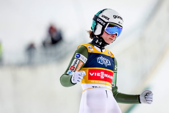 Nika Prevc je glavni adut Slovenije za prve stopničke v tej zimski sezoni. FOTO: Geir Olsen/AFP