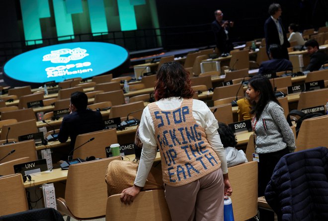 Aktivist na plenarnem zasedanju. FOTO: Murad Sezer/Reuters