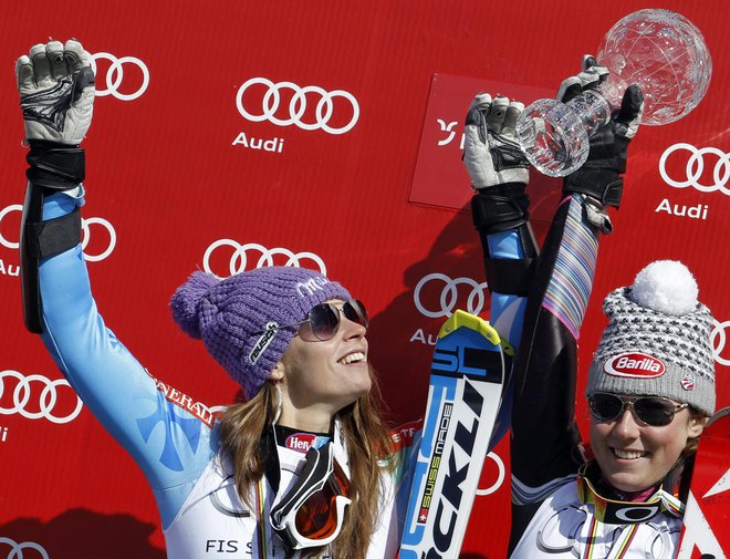 Tina Maze in Mikaela Shiffrin sta vedno navduševali smučarsko občinstvo. FOTO: Tomi Lombar