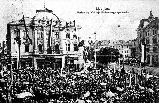 Odkritje Prešernovega spomenika v Ljubljani FOTO: arhiv SN