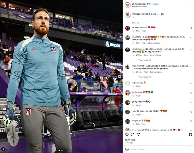 Jan Oblak Foto Instagram