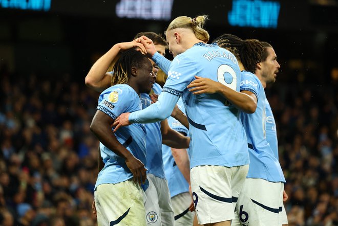 Jeremy Doku je potrdil zmago Manchester Cityja. FOTO: Andrew Boyers/Reuters