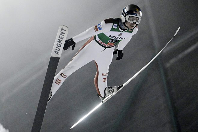 Avstrijski Korošec Daniel Tschofenig je bil najboljši v včerajšnjih kvalifikacijah. FOTO: Heikki Saukkomaa/AFP