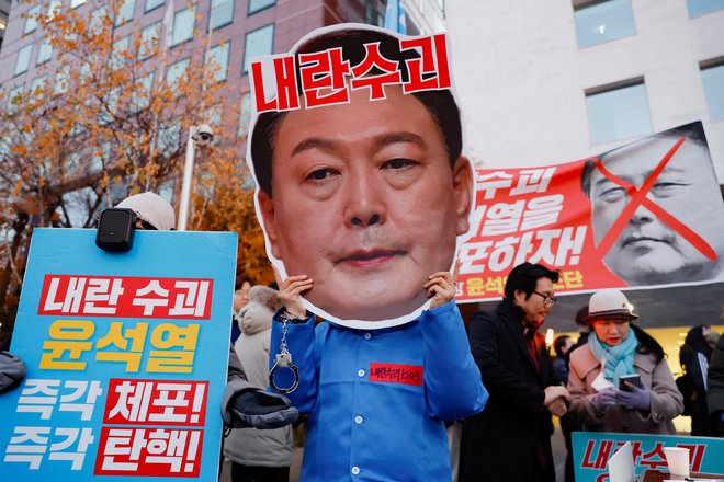 Na tisoče protestnikov v Seulu zahteva odstop predsednika Jun Sok Jola. FOTO: Kim Su Hjeon/Reuters