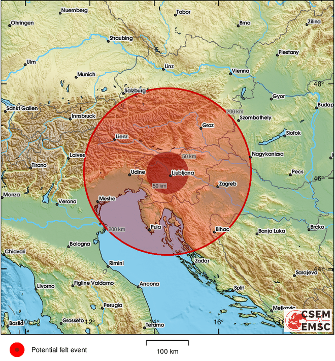 Potres so čutili tudi v sosednjih državah. FOTO: EMSC