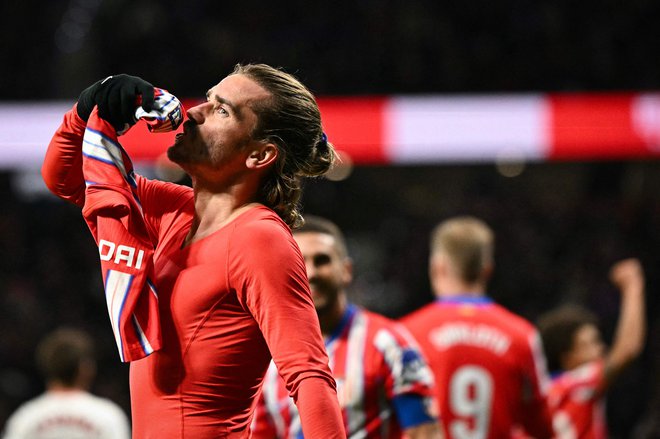 Griezmann zadel odločilni zadetek v sodnikovem dodatku. FOTO: Javier Soriano/AFP