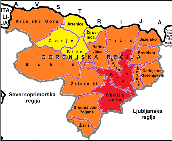 Ocena potresne ogroženosti gorenjske regije. FOTO: Ministrstvo za obrambo