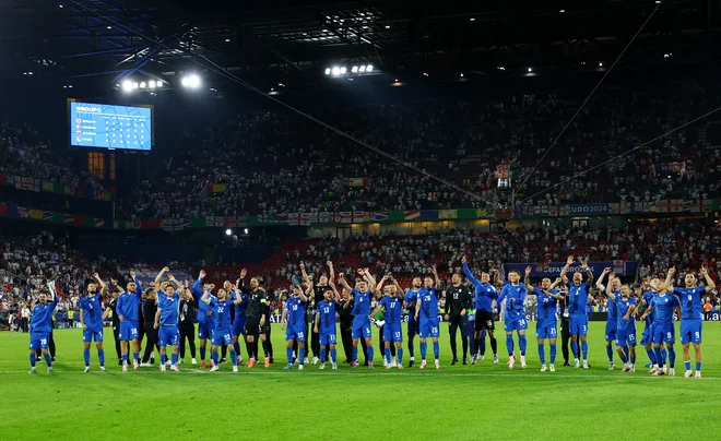 Slovenija je na euru 2024 dokazala, da se lahko meri z najboljšimi. FOTO: Lee Smith/Reuters