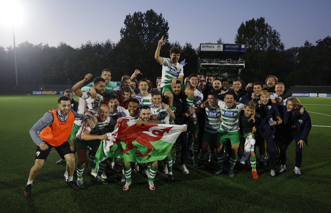 Nogometaši moštva The New Saints so si poleti priigrali zgodovinsko napredovanje v konferenčno ligo. FOTO: Jason Cairnduff/Action Images Via Reuters