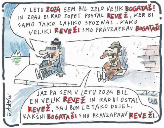 Bogataš in revež. KARIKATURA: Marko Kočevar