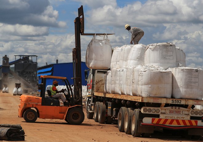 Rudnik Goromonzi v Zimbabveju upravlja podjetje Prospect Lithium Zimbabwe, ki je podružnica kitajske družbe Zhejiang Huayou Cobalt, njegov končni izdelek pa je litijev koncentrat. FOTO: Philimon Bulawayo/Reuters