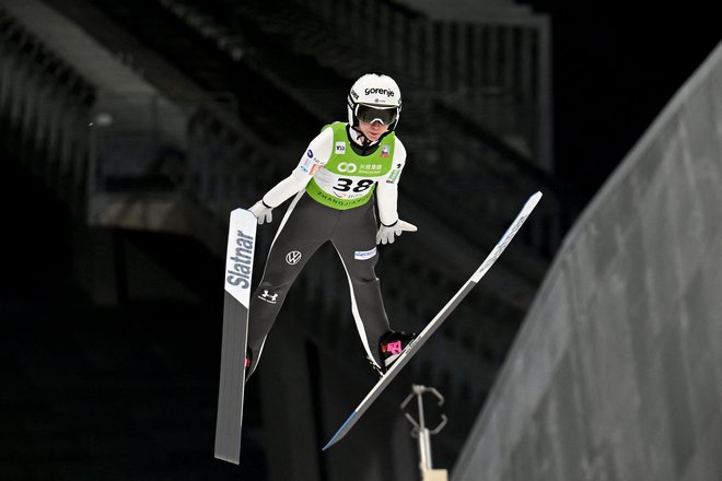 Slovenia's Nika Prevc competes in the women's normal hill competition at the FIS Ski Jumping World Cup in Zhangjiakou, in China's northern Hebei province on December 14, 2024. (Photo by AFP)/China OUT Foto - Afp