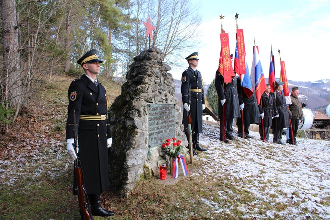 Garda Slovenske vojske pred spomenikom na Tisju. FOTO: Bojan Rajšek/Delo