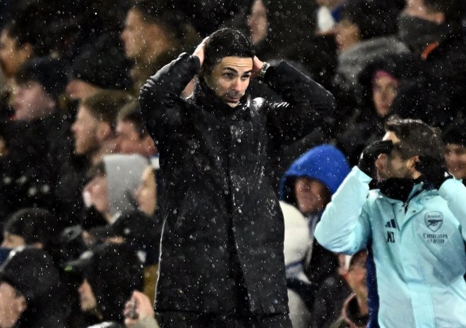 Arsenalov trener Mikel Arteta ni bil zadovoljen z izidom v Brightonu. FOTO: Dylan Martinez/Reuters