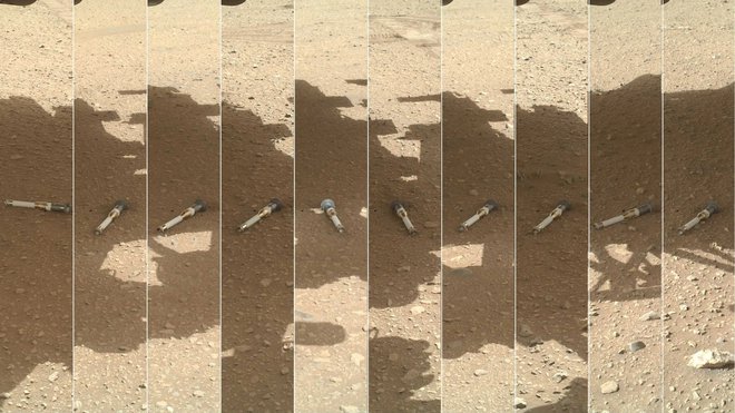 Cevke z vzorci, ki jih je nabral rover Perseverance. FOTO: Nasa/JPL-Caltech/MSSS

 